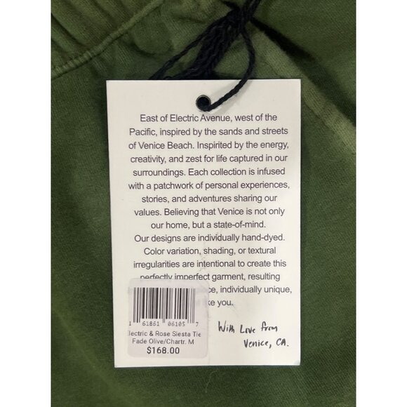 Electric & Rose Siesta Tie-Dye Sweatpants Fade Olive/Chartreuse M 70% Cotton/25% - Picture 3 of 8